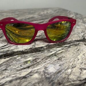 PUGS Pink and Yellow Sunglasses with Mirrored Lenses